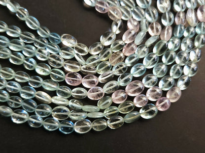 Natural Multi Aquamarine Smooth Oval Beads