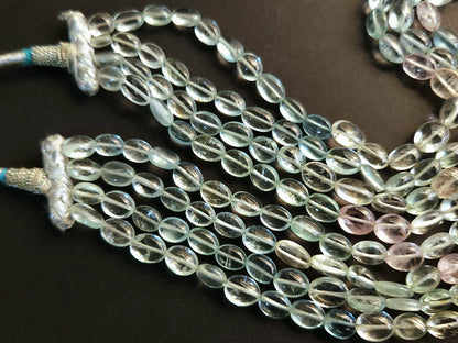 Natural Multi Aquamarine Smooth Oval Beads