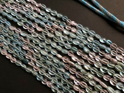 Natural Multi Aquamarine Smooth Oval Beads