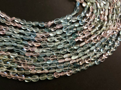 Natural Multi Aquamarine Smooth Oval Beads