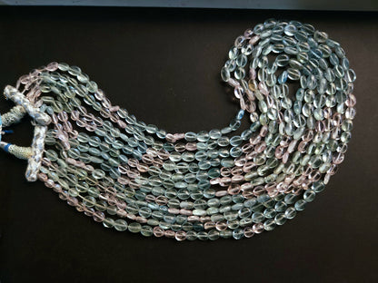 Natural Multi Aquamarine Smooth Oval Beads
