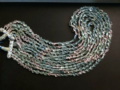 Natural Multi Aquamarine Smooth Oval Beads