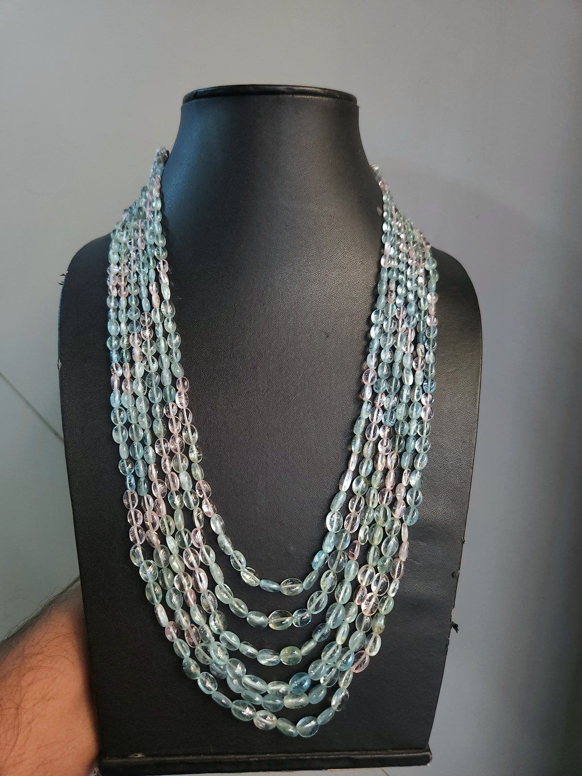 Natural Multi Aquamarine Smooth Oval Beads