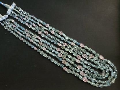 Natural Multi Aquamarine Smooth Oval Beads
