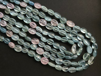Natural Multi Aquamarine Smooth Oval Beads