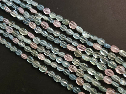 Natural Multi Aquamarine Smooth Oval Beads