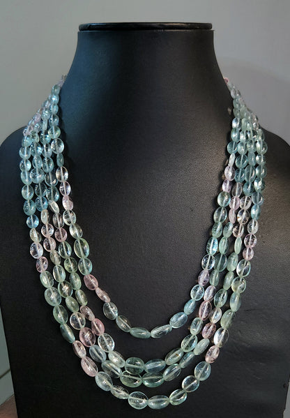 Natural Multi Aquamarine Smooth Oval Beads