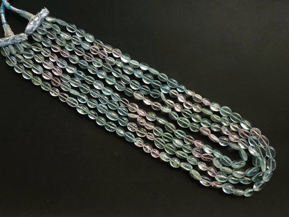 Natural Multi Aquamarine Smooth Oval Beads