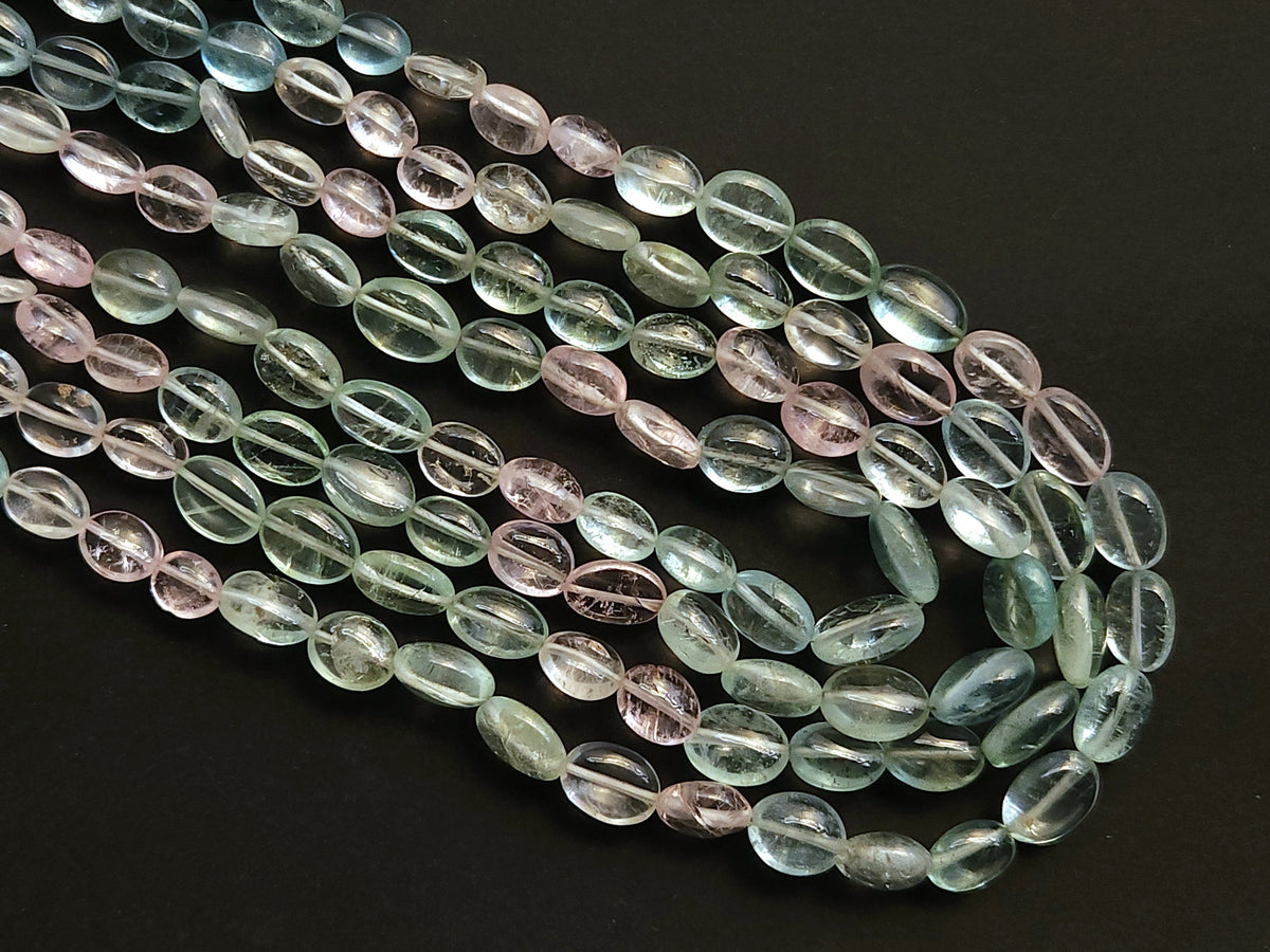 Natural Multi Aquamarine Smooth Oval Beads