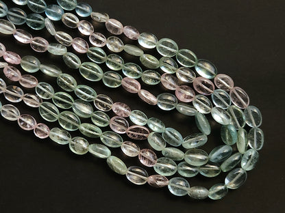 Natural Multi Aquamarine Smooth Oval Beads