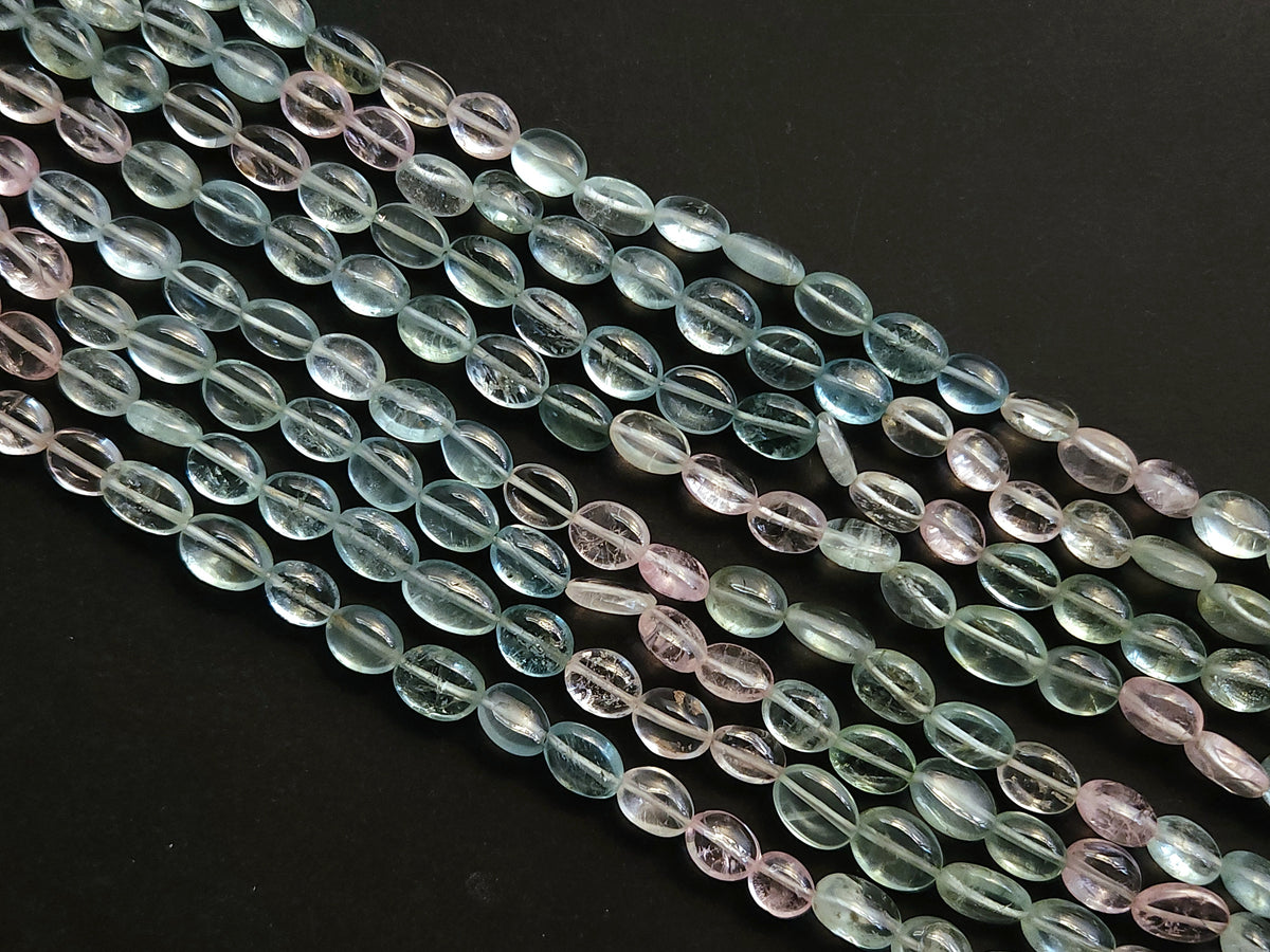 Natural Multi Aquamarine Smooth Oval Beads