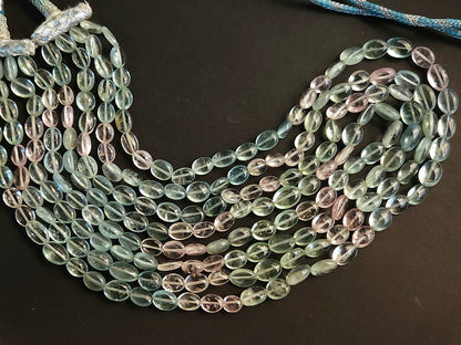 Natural Multi Aquamarine Smooth Oval Beads