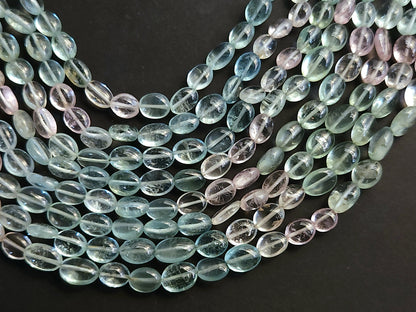 Natural Multi Aquamarine Smooth Oval Beads