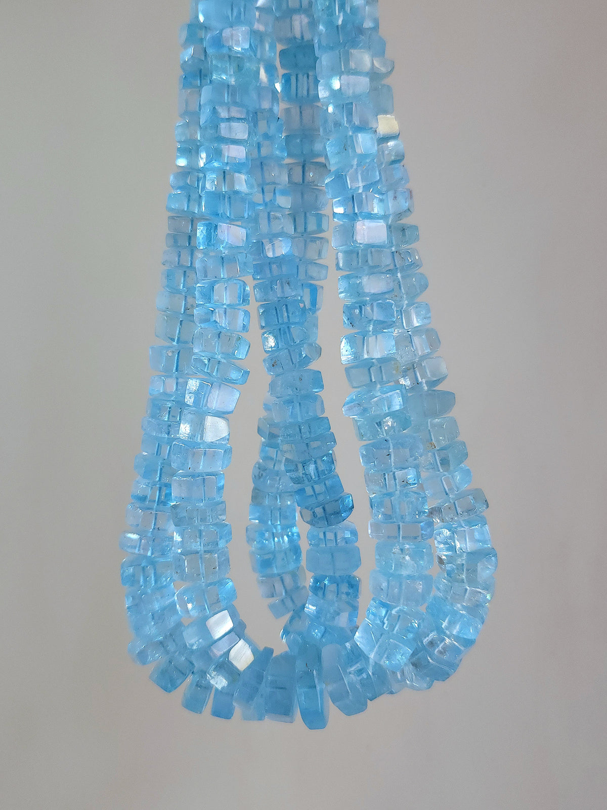 Natural Blue Topaz Smooth Hexagonal Rondelle Beads