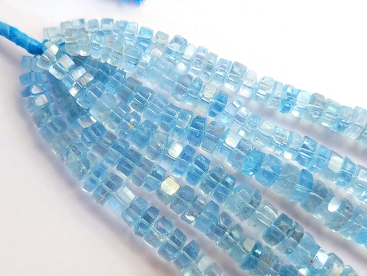 Natural Blue Topaz Smooth Hexagonal Rondelle Beads