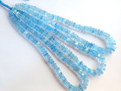 Natural Blue Topaz Smooth Hexagonal Rondelle Beads