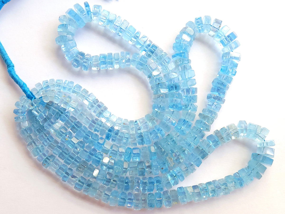 Natural Blue Topaz Smooth Hexagonal Rondelle Beads