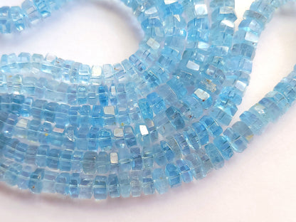 Natural Blue Topaz Smooth Hexagonal Rondelle Beads