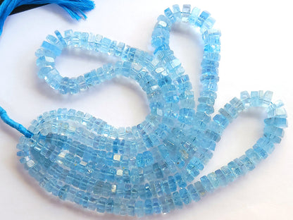 Natural Blue Topaz Smooth Hexagonal Rondelle Beads