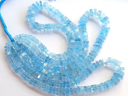 Natural Blue Topaz Smooth Hexagonal Rondelle Beads