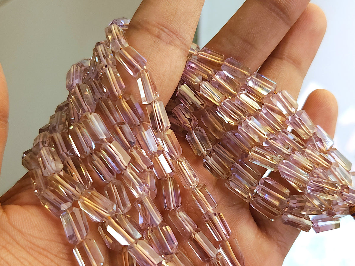 Natural Ametrine Uneven Faceted Tumble Shape Beads