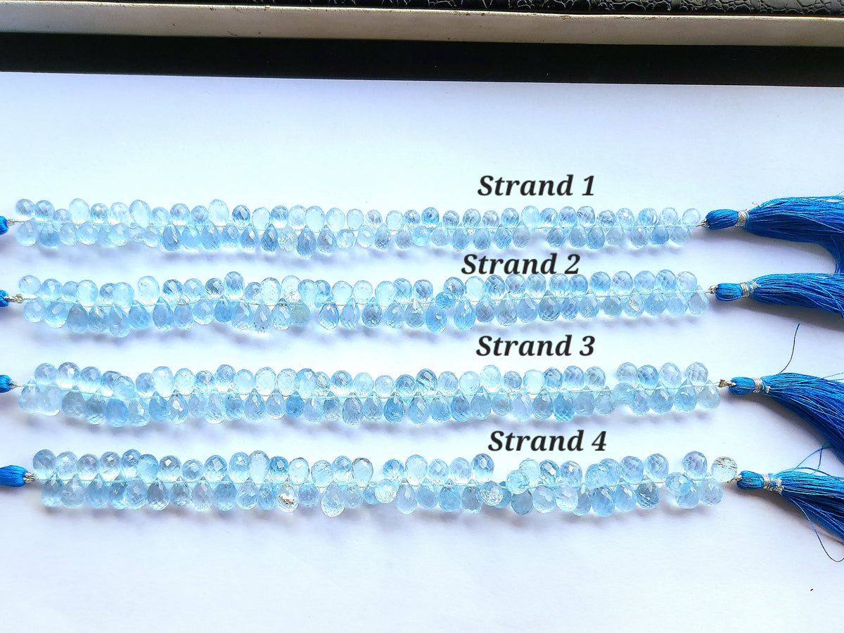 Natural Blue Topaz Faceted Teardrops