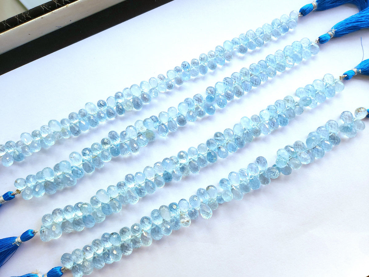 Natural Blue Topaz Faceted Teardrops