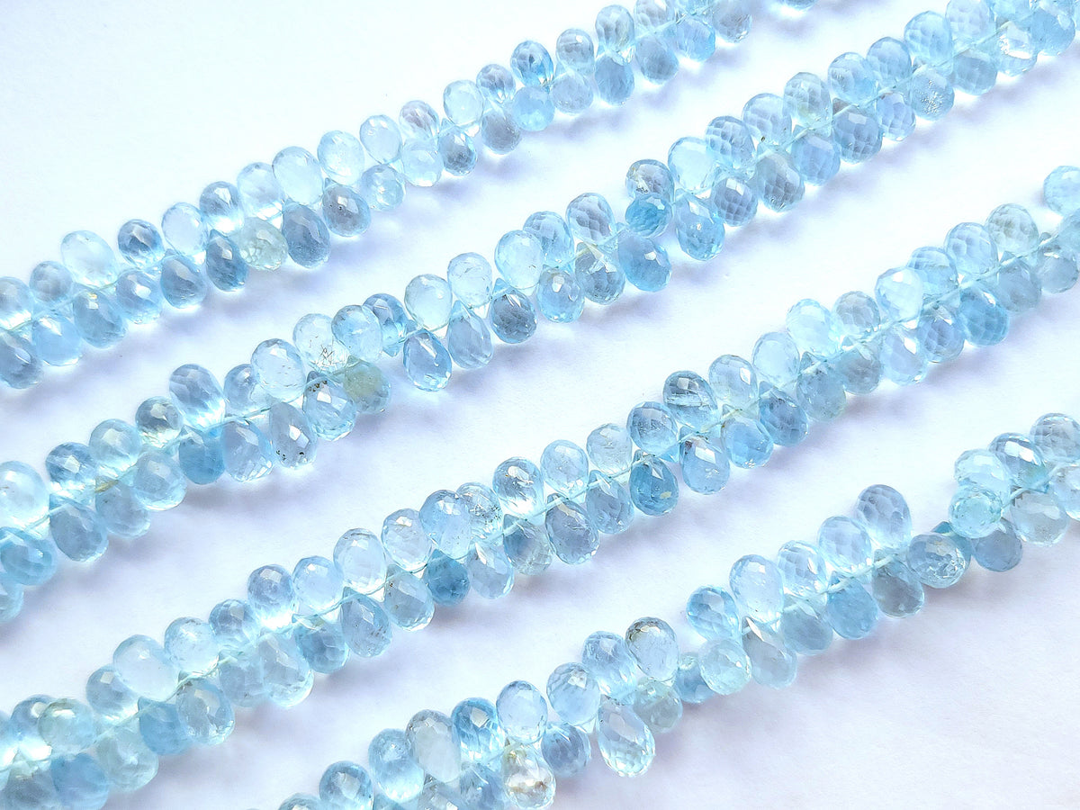 Natural Blue Topaz Faceted Teardrops