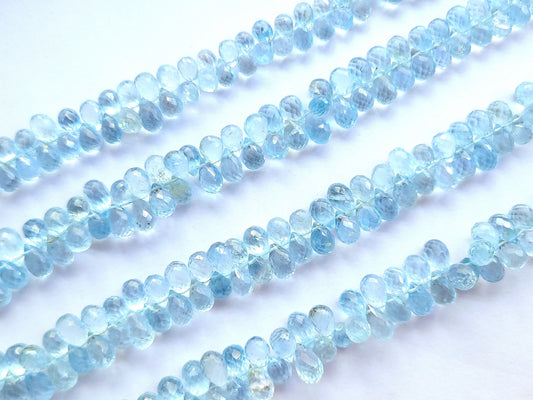 Natural Blue Topaz Faceted Teardrops