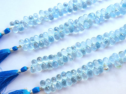 Natural Blue Topaz Faceted Teardrops
