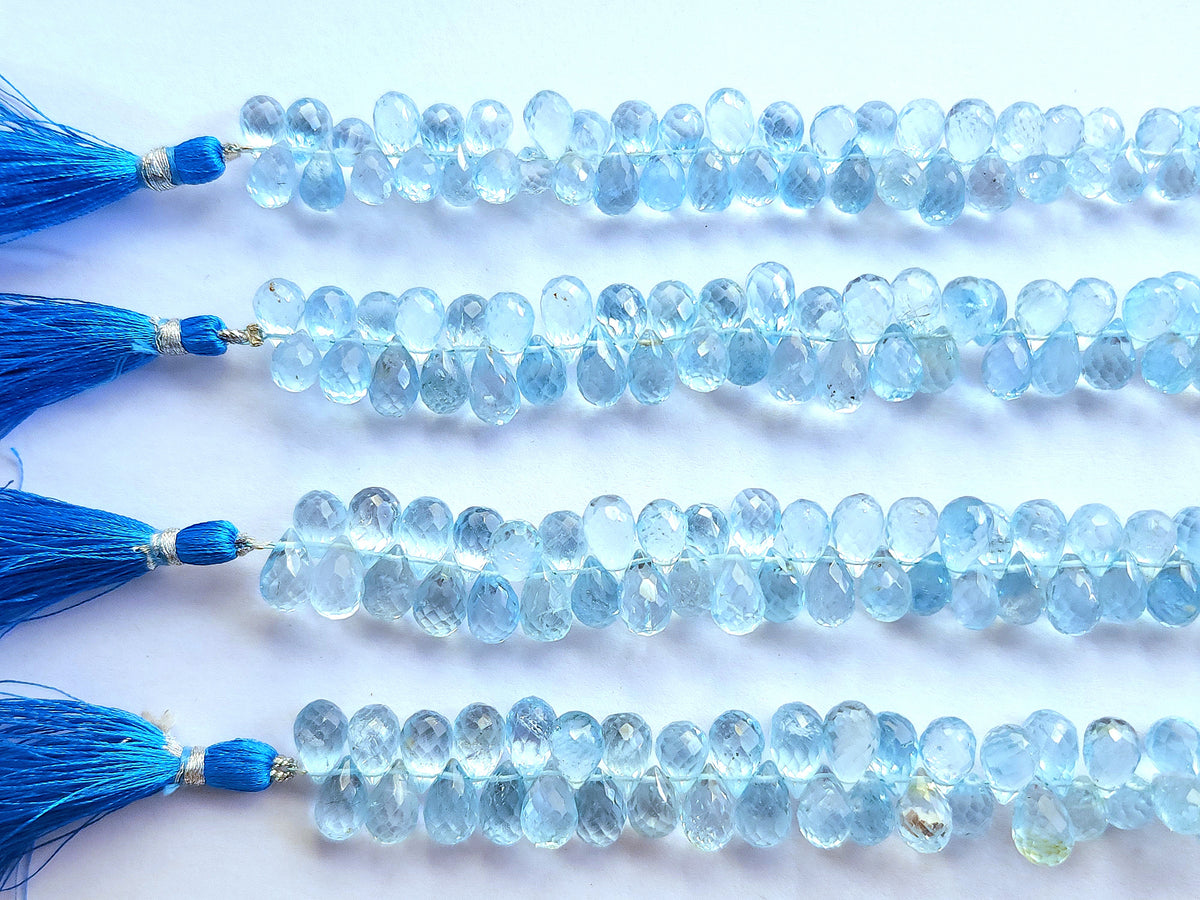 Natural Blue Topaz Faceted Teardrops