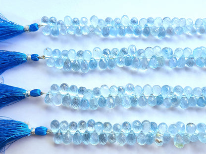 Natural Blue Topaz Faceted Teardrops