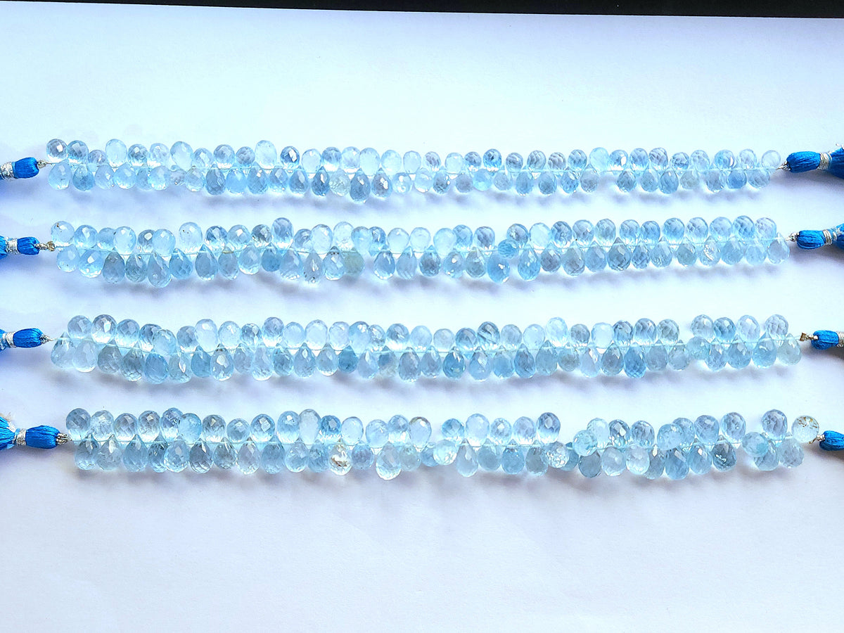 Natural Blue Topaz Faceted Teardrops