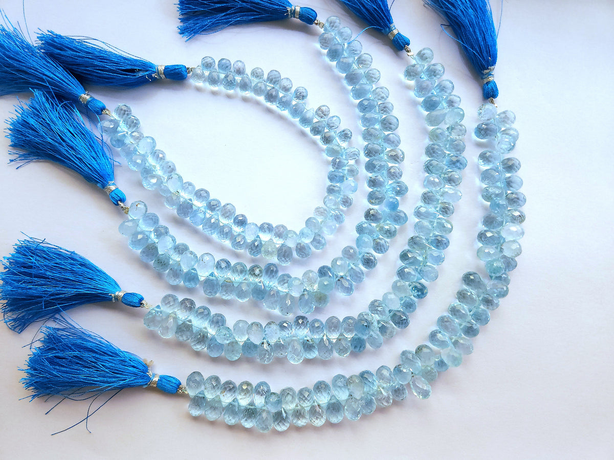 Natural Blue Topaz Faceted Teardrops