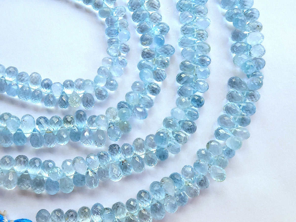 Natural Blue Topaz Faceted Teardrops