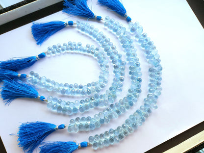 Natural Blue Topaz Faceted Teardrops