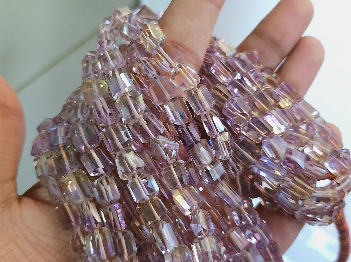 Natural Ametrine Uneven Faceted Tumble Shape Beads