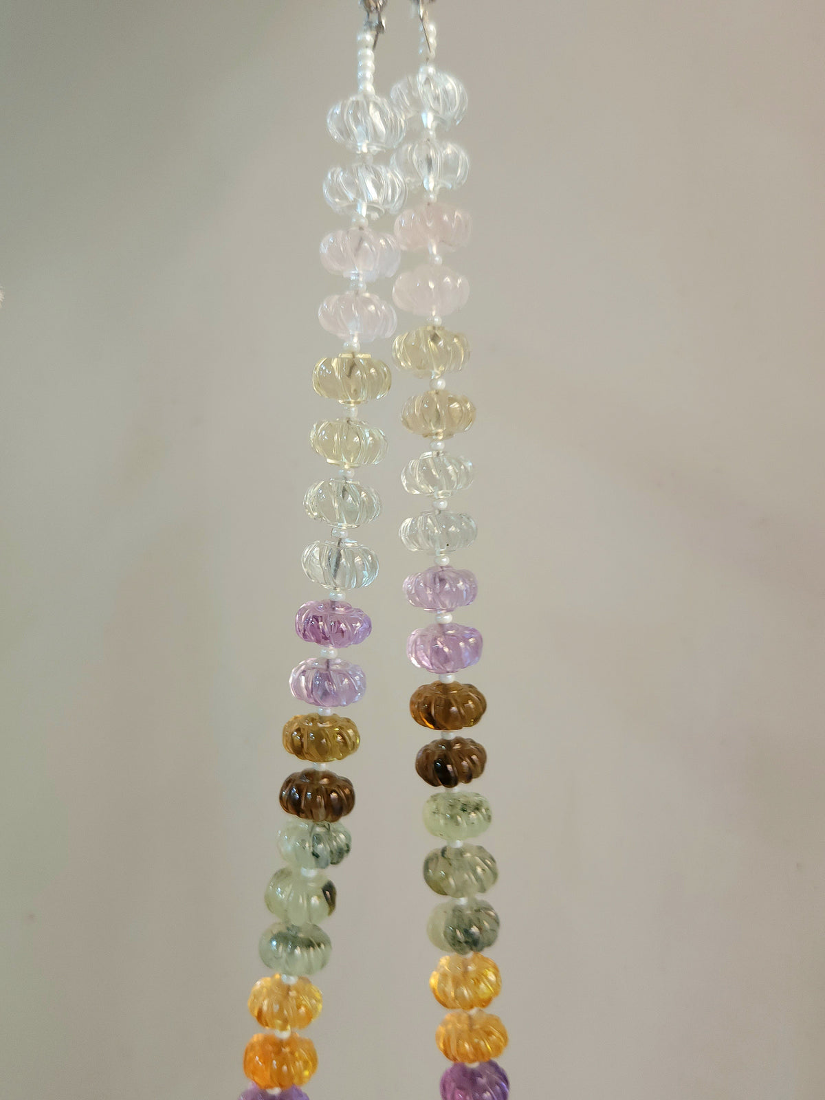 Mix Gemstone Spiral Carved Melons / Pumpkins Beads