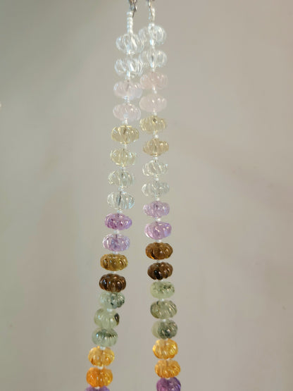 Mix Gemstone Spiral Carved Melons / Pumpkins Beads