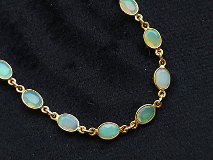 Natural Ethiopian Opal Bracelet | 925 Sterling Silver 18K Gold Plated