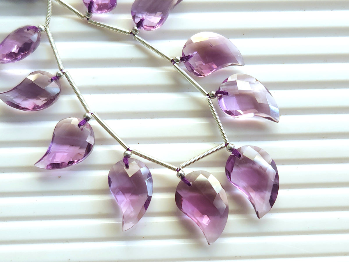 Natural Amethyst Faceted Mango Briolette Beads