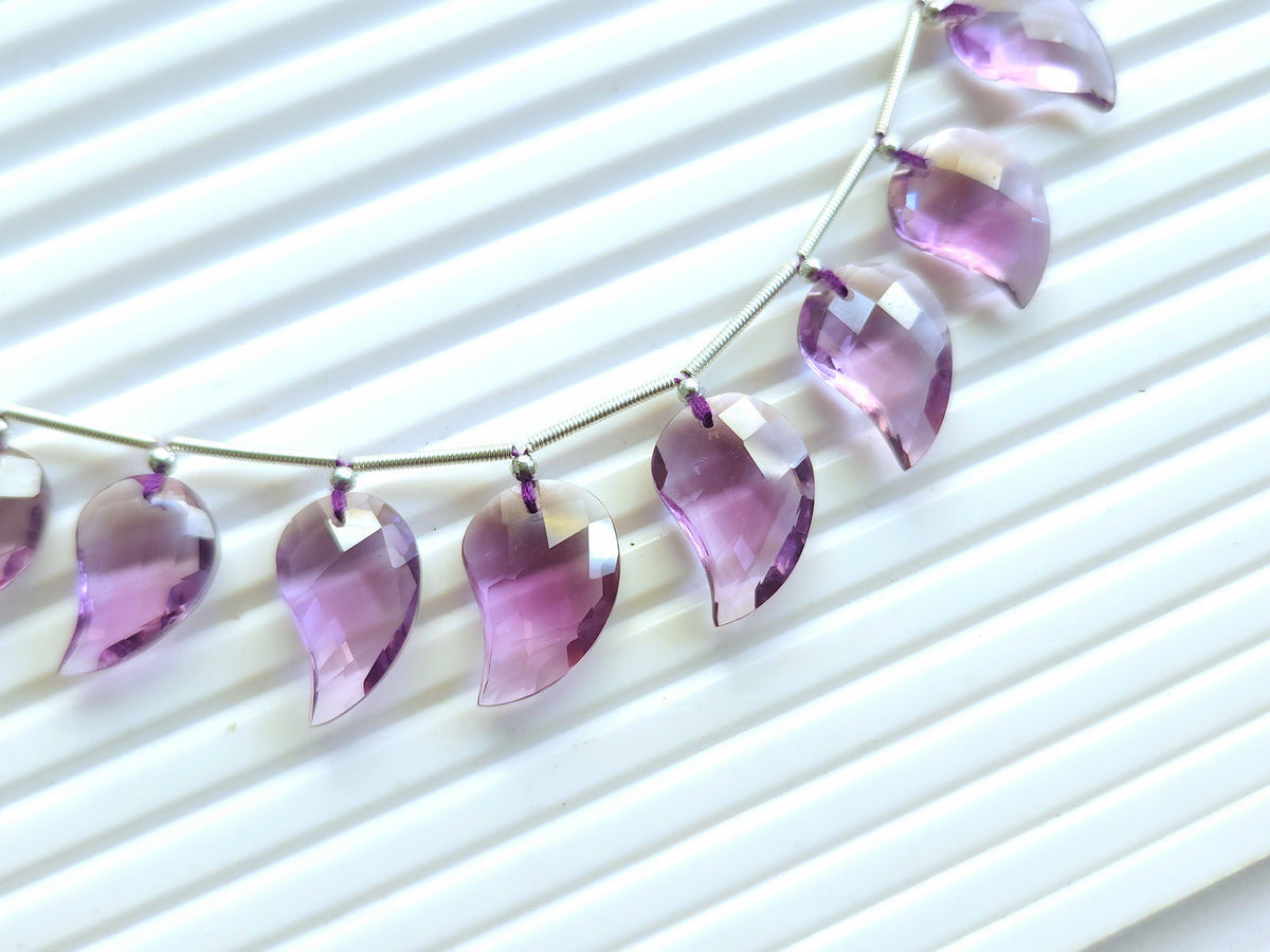Natural Amethyst Faceted Mango Briolette Beads