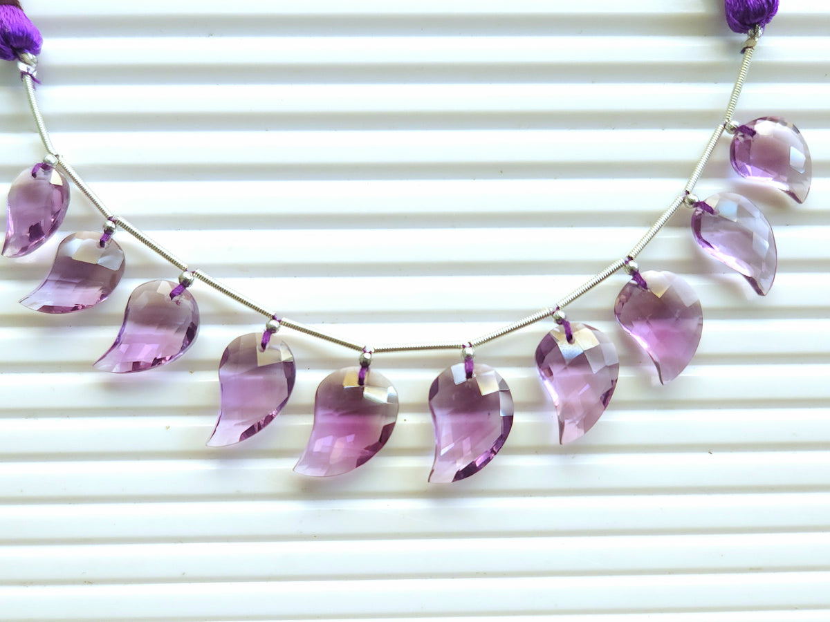 Natural Amethyst Faceted Mango Briolette Beads