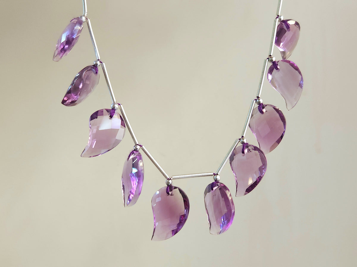 Natural Amethyst Faceted Mango Briolette Beads