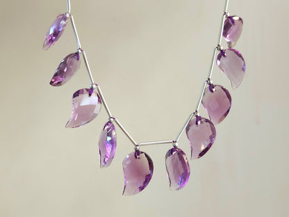 Natural Amethyst Faceted Mango Briolette Beads