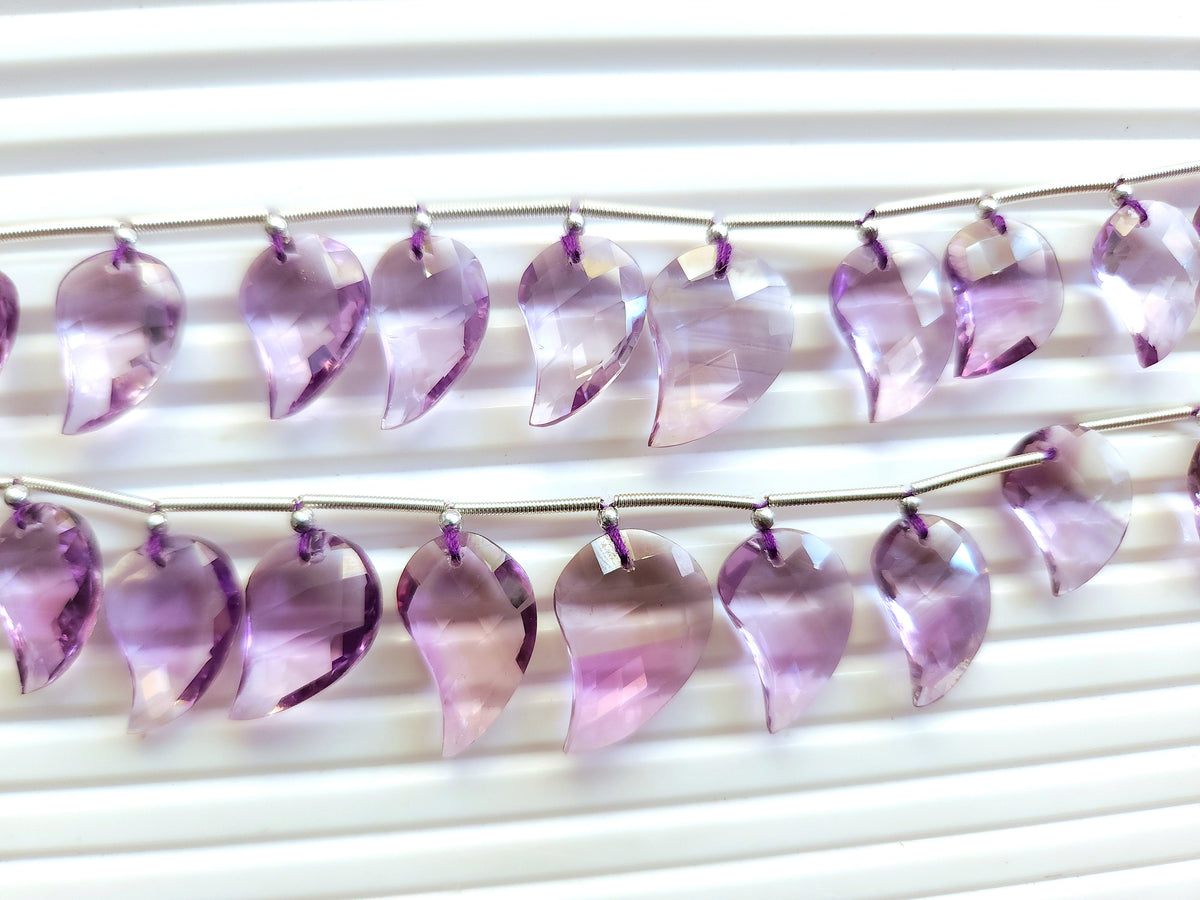 Natural Amethyst Faceted Mango Briolette Beads