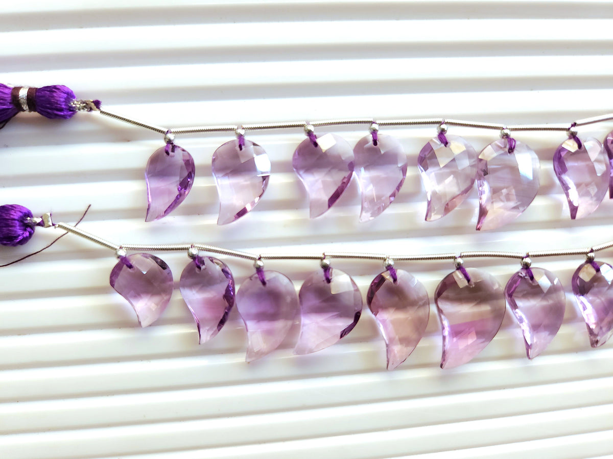 Natural Amethyst Faceted Mango Briolette Beads