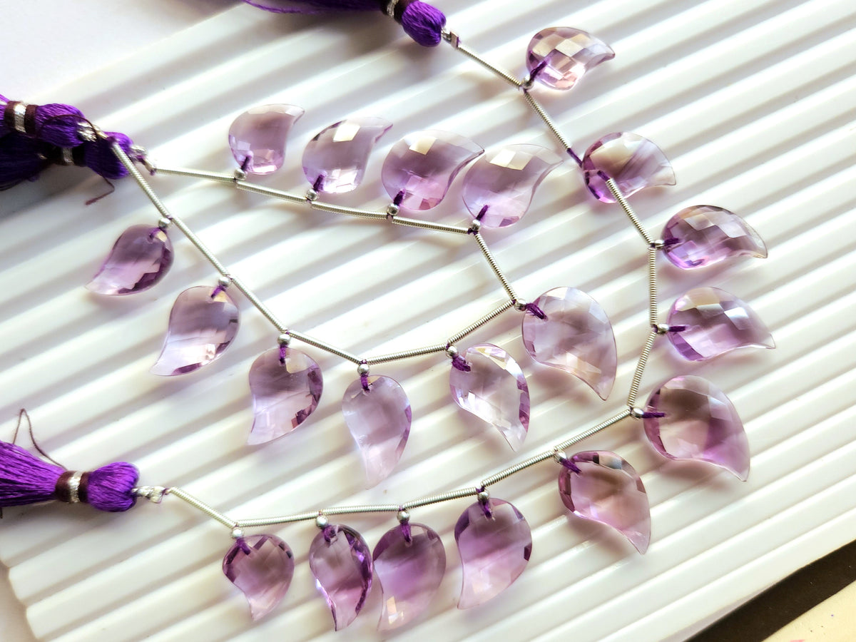 Natural Amethyst Faceted Mango Briolette Beads