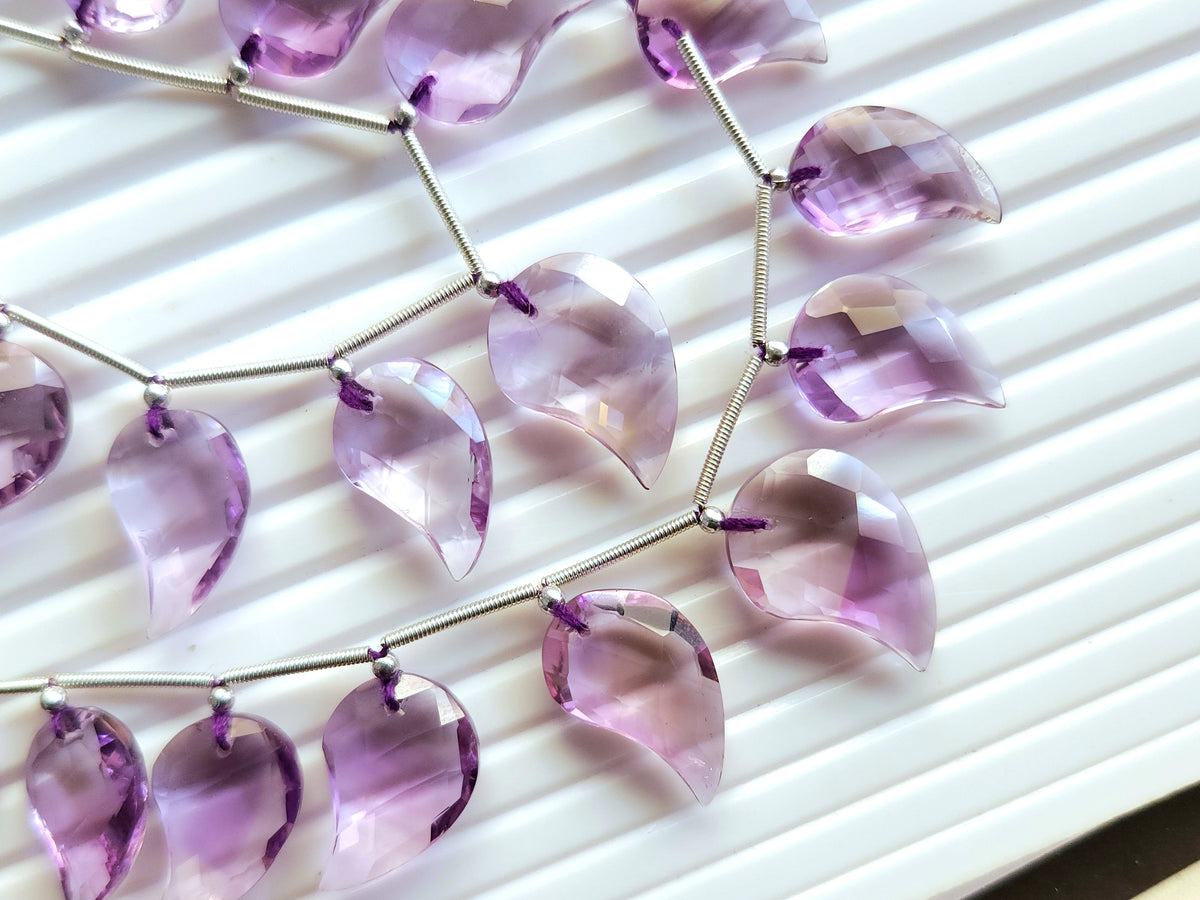 Natural Amethyst Faceted Mango Briolette Beads