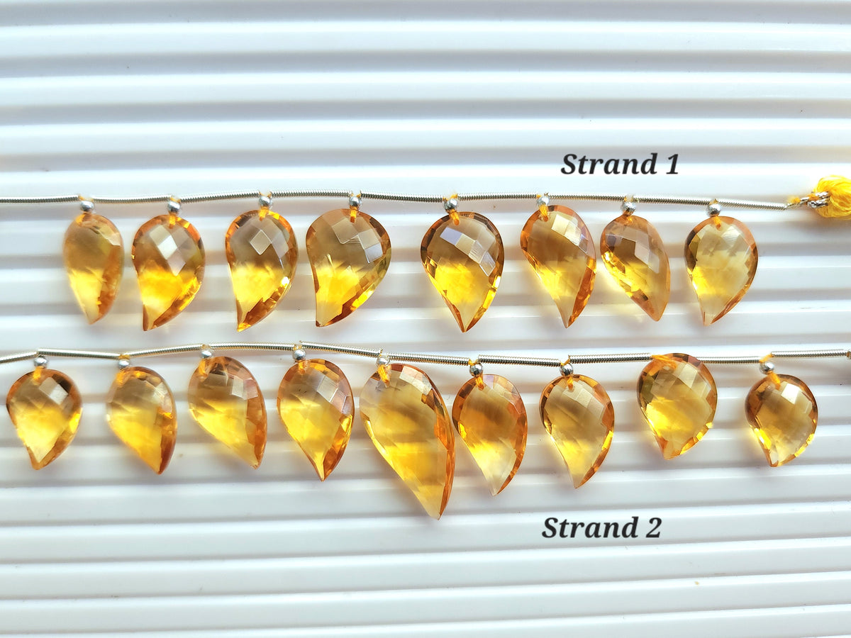 Natural Citrine Faceted Briolette Mango Beads
